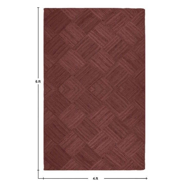 Checked Brown Area Rug Handcrafted from Natural Jute - Image 6