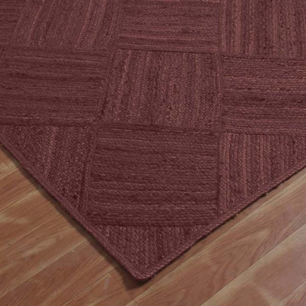 Checked Brown Area Rug Handcrafted from Natural Jute - Image 4