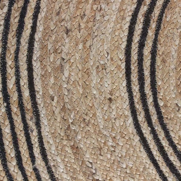 Hand Braided Beige Black Jute Round Front Door Rug - Image 6