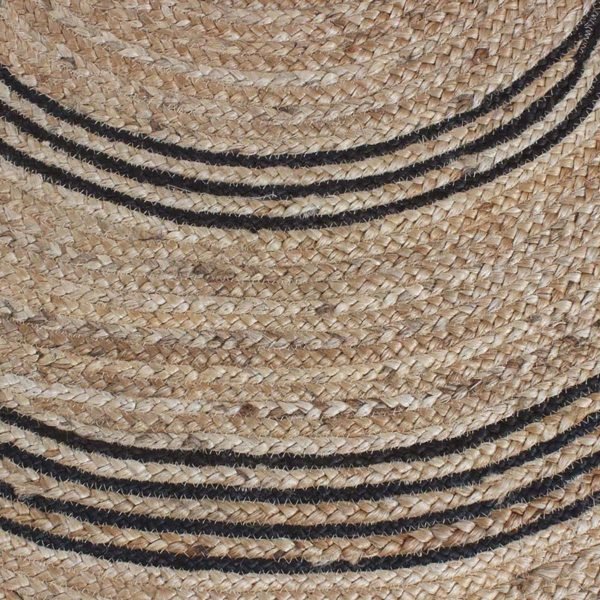 Hand Braided Beige Black Jute Round Front Door Rug - Image 7
