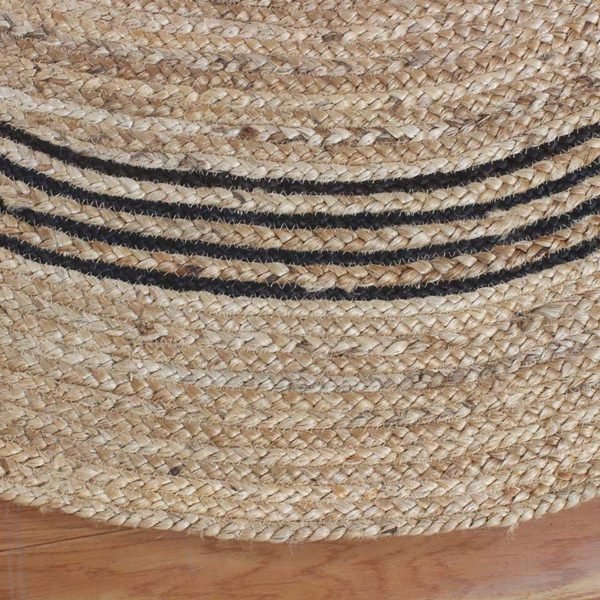 Hand Braided Beige Black Jute Round Front Door Rug - Image 8