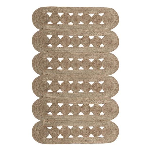 Hand Braided Beige Scalloped Large Area Rug