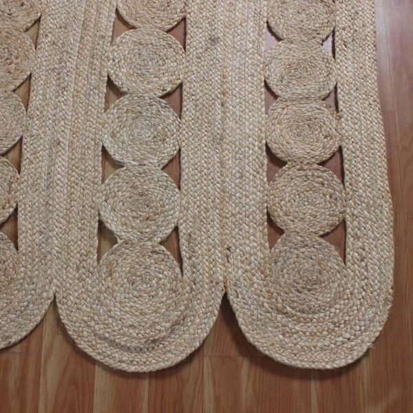 Hand Braided Beige Scalloped Large Area Rug - Image 6