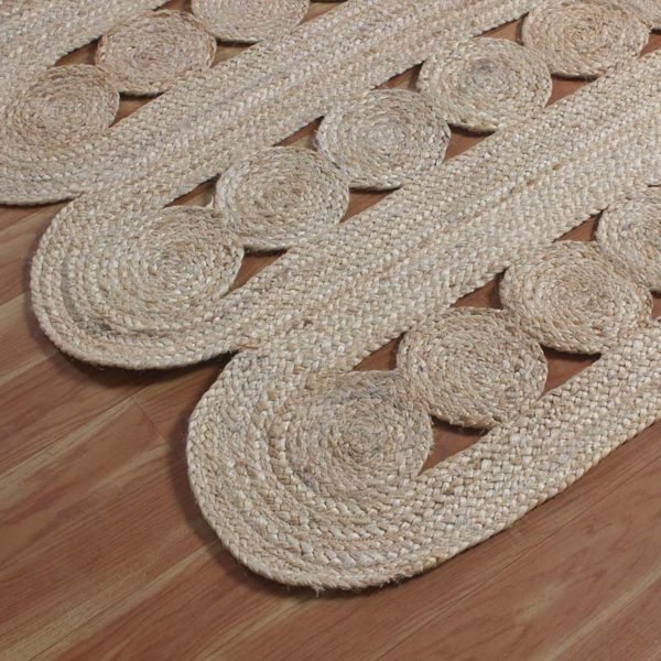 Hand Braided Beige Scalloped Large Area Rug - Image 7
