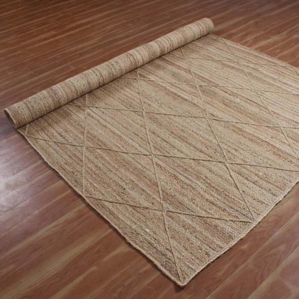 Hand Braided Jute Geometric Square Area Rug - Image 4