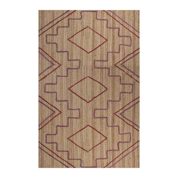 Handmade Jute Geometric Red Area Rug