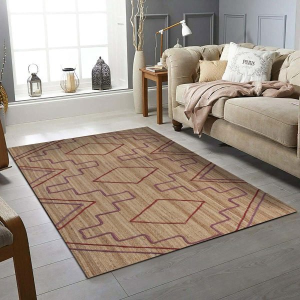 Handmade Jute Geometric Red Area Rug - Image 2