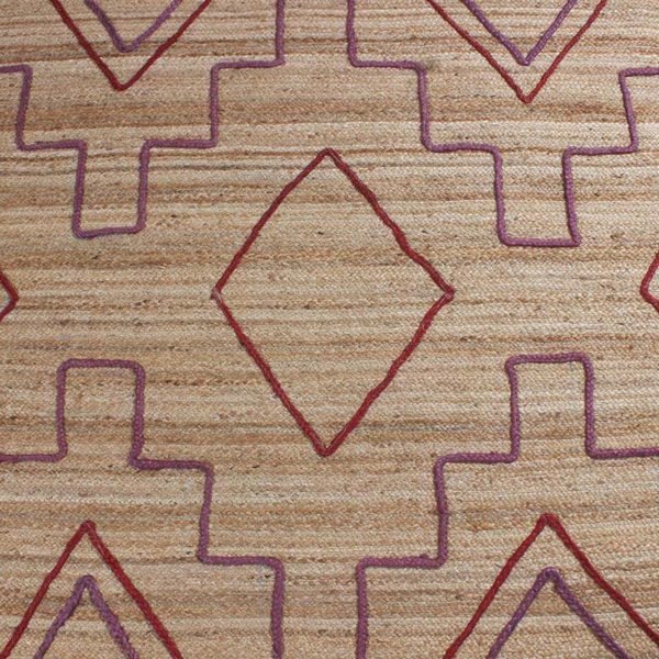 Handmade Jute Geometric Red Area Rug - Image 6