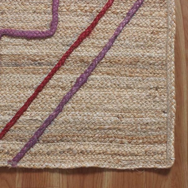 Handmade Jute Geometric Red Area Rug - Image 8