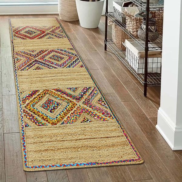 Hand Braided Cotton and Jute Multicolor Kitchen Runner - Image 2