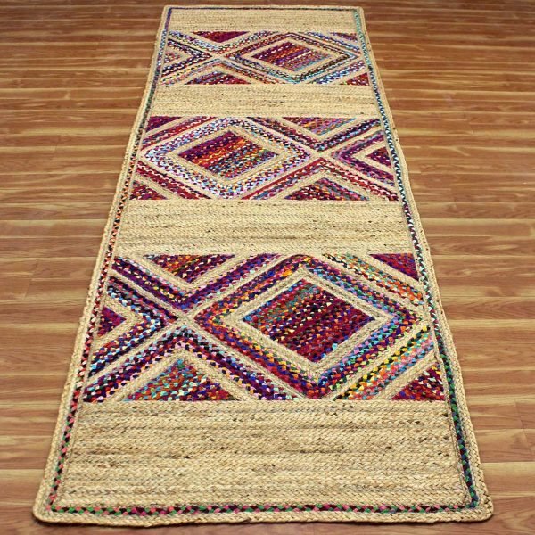 Hand Braided Cotton and Jute Multicolor Kitchen Runner - Image 3