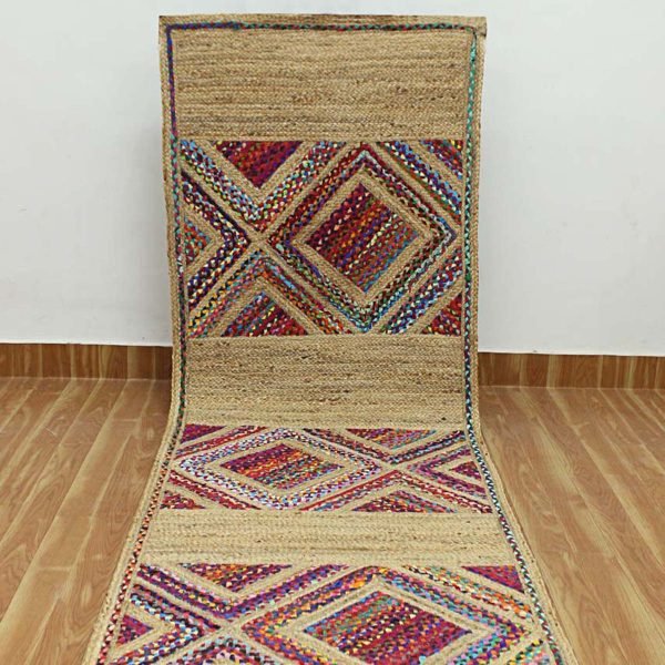 Hand Braided Cotton and Jute Multicolor Kitchen Runner - Image 4