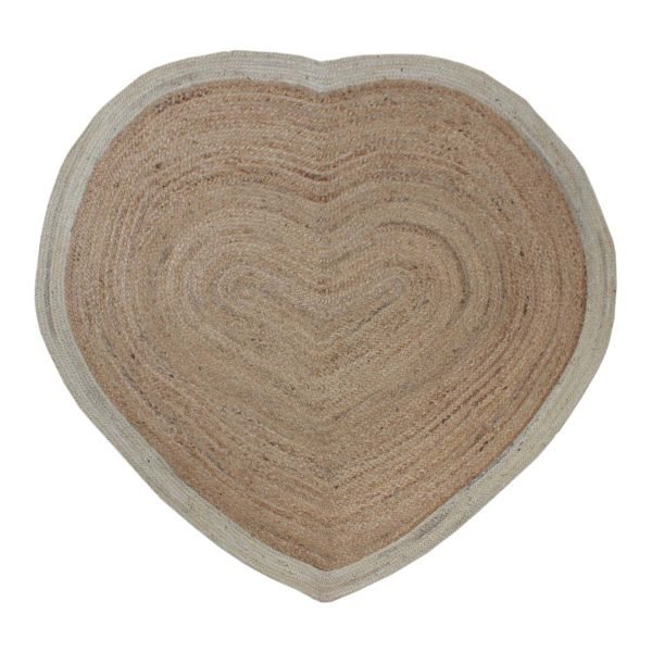 Handmade Heart Shape Beige Jute Indoor Area Rug