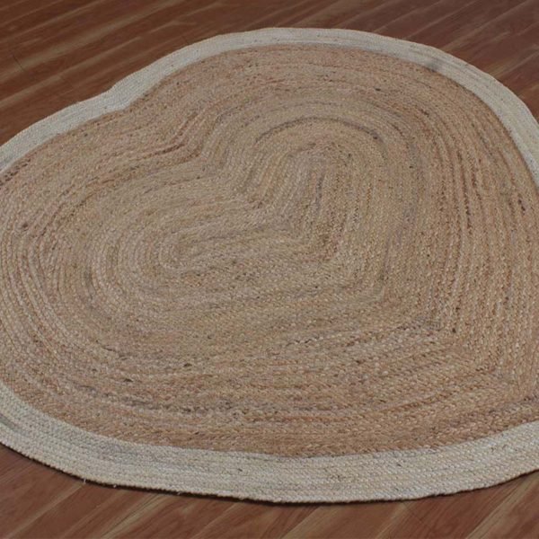 Handmade Heart Shape Beige Jute Indoor Area Rug - Image 3