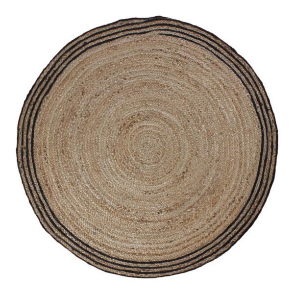 Hand Made Natural Beige Black Jute Front Door Rug