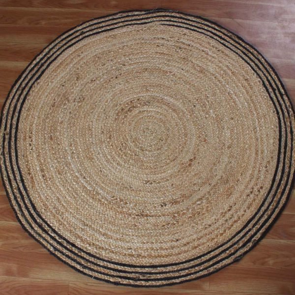 Hand Made Natural Beige Black Jute Front Door Rug - Image 3