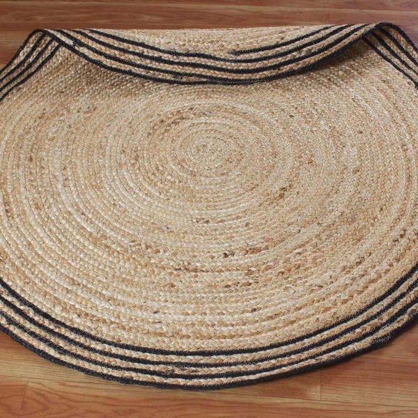 Hand Made Natural Beige Black Jute Front Door Rug - Image 4