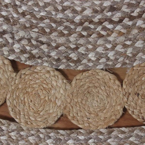 Hand Braided Natural Jute Beige Geometric Round Rug - Image 7
