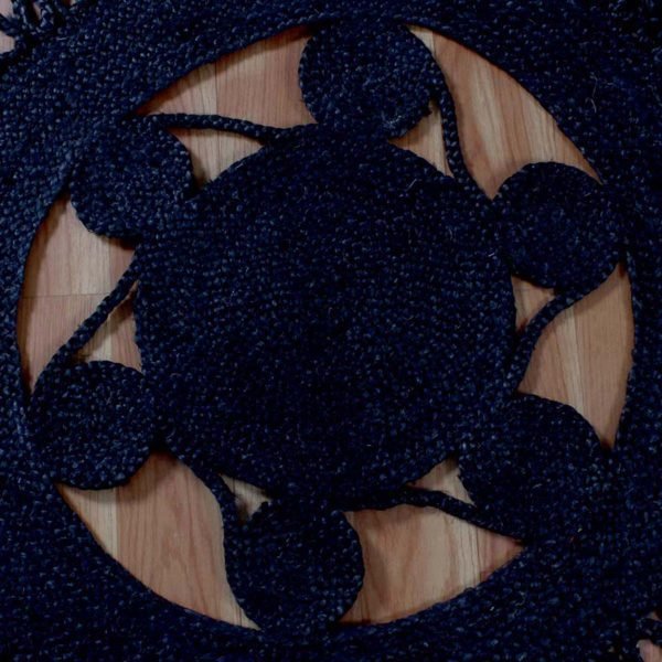 Hand Braided Black Jute Scalloped Round Area Rug - Image 8