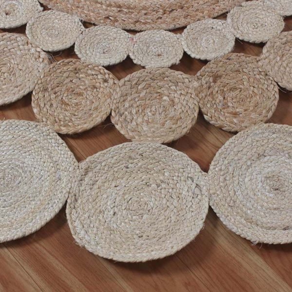 Hand Braided Scalloped Beige Round Area Jute Rug - Image 7
