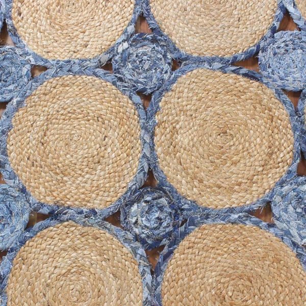 Handmade Beige Blue Scalloped Jute Rug - Image 7