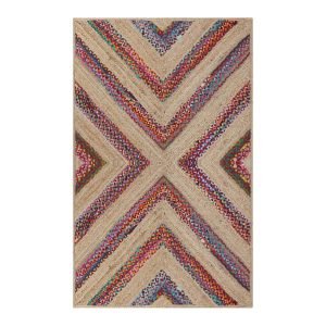 Hand Braided Multicolor Cotton and Jute Rectangle Rug