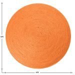 Hand Braided Round Geometric Orange Rug