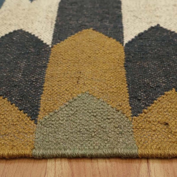 Hand Woven Wool Jute Kilim Yellow Area Rug - Image 7