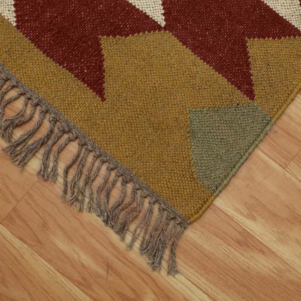 Handwoven Wool Jute Kilim Geometric Area Rug - Image 6