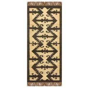 Modern Wool Jute Black Kilim Handwoven Rug