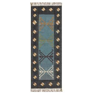 Hand Woven Wool Jute Grey Runner Rug