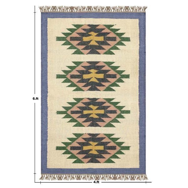 Bordered Hand Woven Wool Jute Beige Area Rug - Image 8