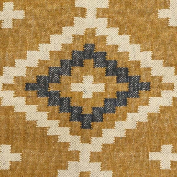 Hand Woven Wool Jute Geometric Yellow Rug - Image 8
