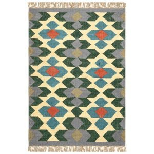 Indian Hand Woven Wool Jute Kilim Large Area Rug