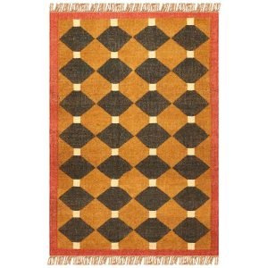 Jute Wool Kilim Yellow Handwoven Area Rug