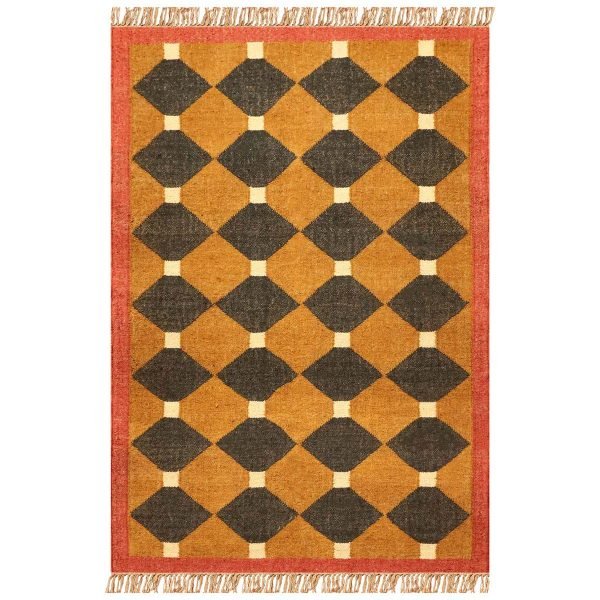 Jute Wool Kilim Yellow Handwoven Area Rug