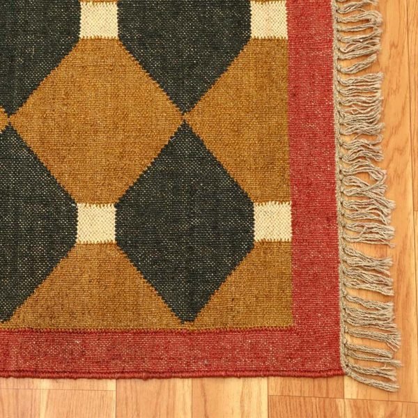 Jute Wool Kilim Yellow Handwoven Area Rug - Image 6