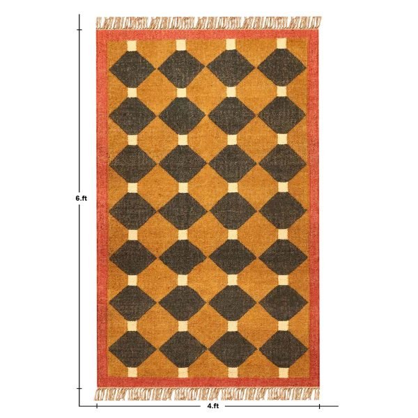 Jute Wool Kilim Yellow Handwoven Area Rug - Image 8