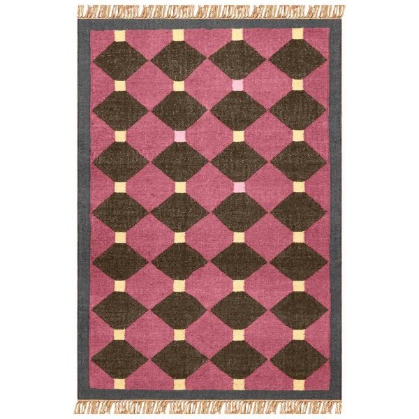 Handwoven Jute Wool Kilim Southwestern Carpet