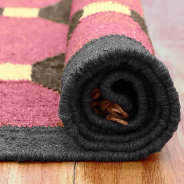 Handwoven Jute Wool Kilim Southwestern Carpet - Image 4