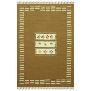Indian Hand Woven Bronze Wool Tribal Area Dhurrie