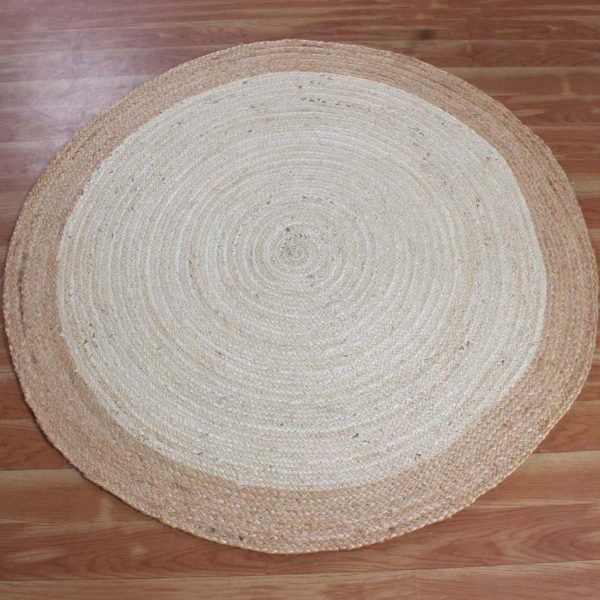 Hand Braided Beige Traditional Jute Round Outdoor Area Rug - Image 3