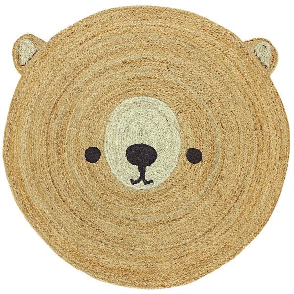 Hand Braided Animal Design Jute Round Childern Room Rug