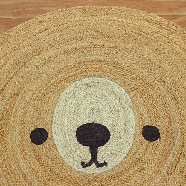 Hand Braided Animal Design Jute Round Childern Room Rug - Image 3