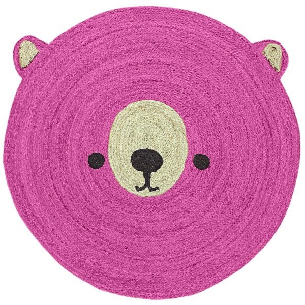 Hand Braided Animal Design Kids Rug Jute Round