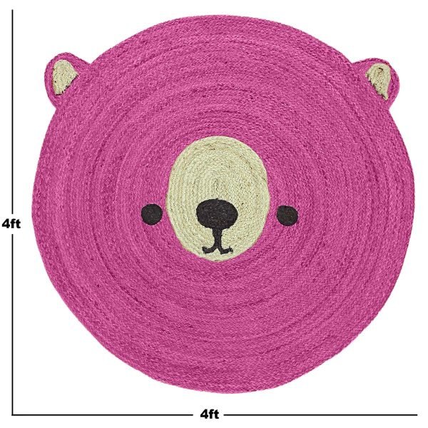 Hand Braided Animal Design Kids Rug Jute Round - Image 5