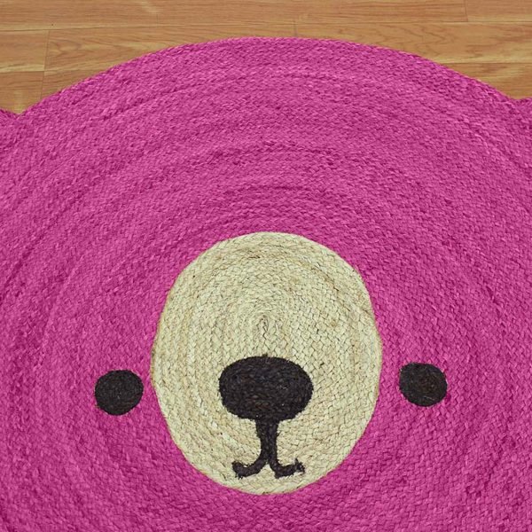 Hand Braided Animal Design Kids Rug Jute Round - Image 4