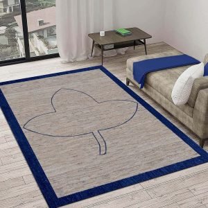 Jute  Beige Blue Geometric Rectangle Dhurrie