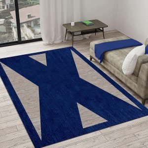 Blue Accented Jute Rug For Home Decor