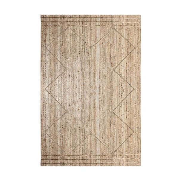 Beige Hand Braided Geometric Jute Area Rug